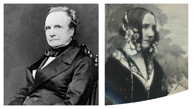 Charles Babbage and Ada Lovelace, pioneers of early computing and algorithmic design.