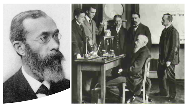 Wilhelm Wundt and his students conducting early psychological experiments in Leipzig, around 1879.