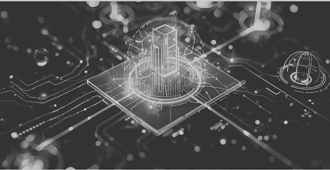 A digital neural network and data-driven cityscape illustration, symbolizing interconnected online mental-health communities.