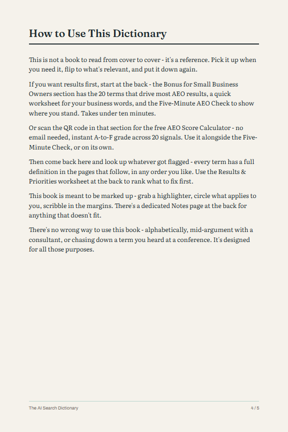 Look inside, page 4 of 5: how to use this dictionary